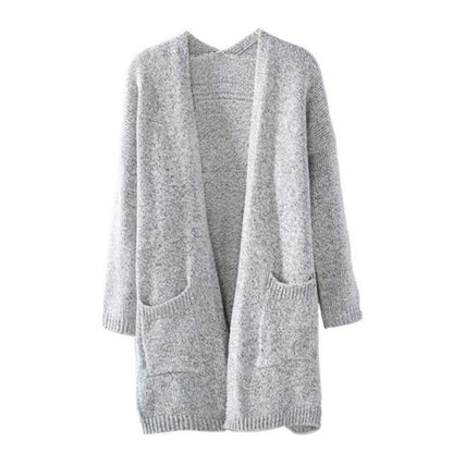 Cozy Grey Oversized Knitted Cardigan Sweater