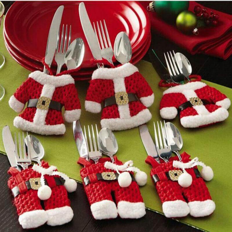 Holiday Christmas Silverware Holder Set of 6 - Halri