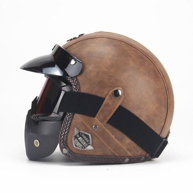 Classic Open Face Bike Helmet With Visor Mask