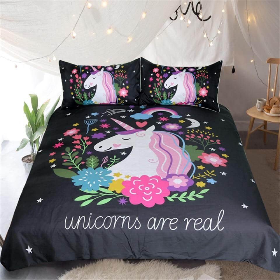 Colorful Unicorn Girls Cozy Bedding Set - Halri