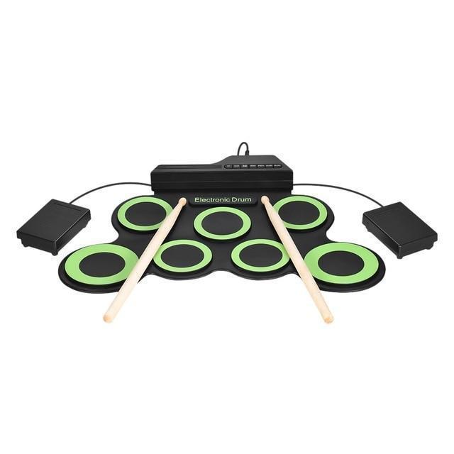 Compact Roll Up Drum Kit with Silicone Pads and Sticks - Halri