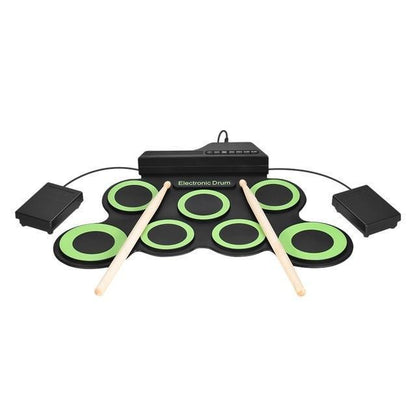 Compact Roll Up Drum Kit with Silicone Pads and Sticks - Halri
