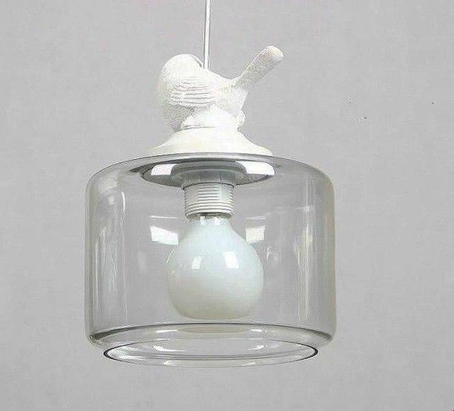 Elegant Glass Bird Cage Pendant Light Lamp
