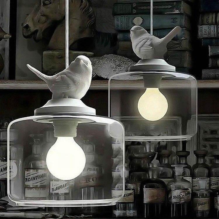 Elegant Glass Bird Cage Pendant Light Lamp - Halri