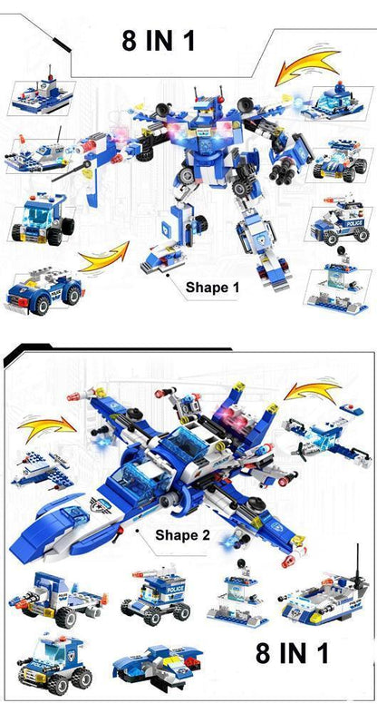 Ultimate 8-in-1 Police Robot Building Block Set