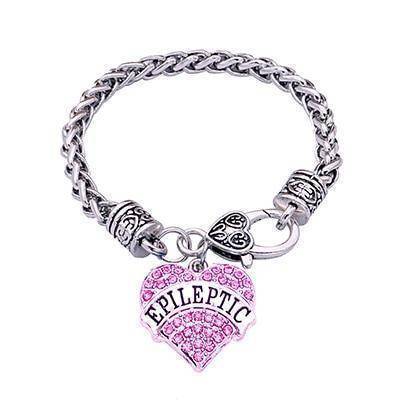 Women's Medical Alert Crystal Heart Bracelet