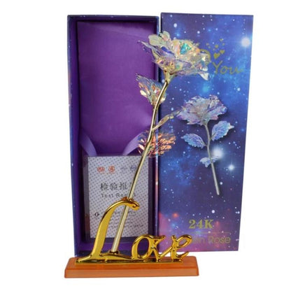 Luxurious Rose Gold Galaxy Rose with Optional Stand - Halri