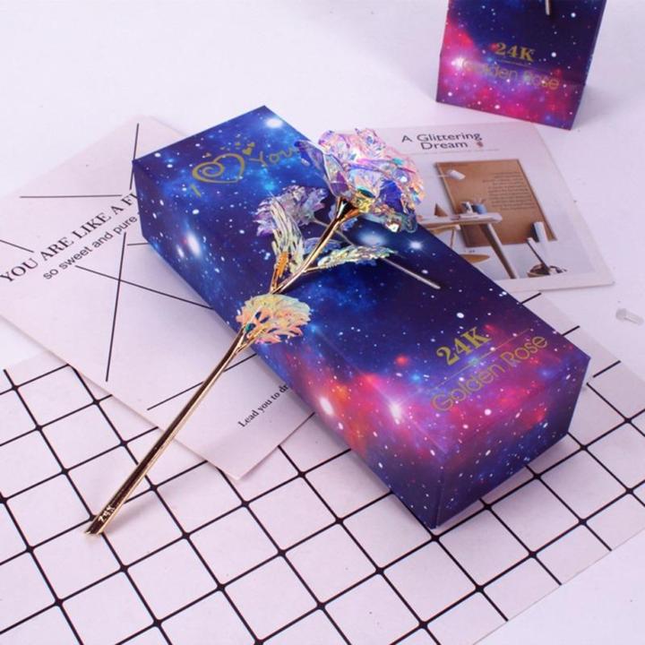 Luxurious Rose Gold Galaxy Rose with Optional Stand