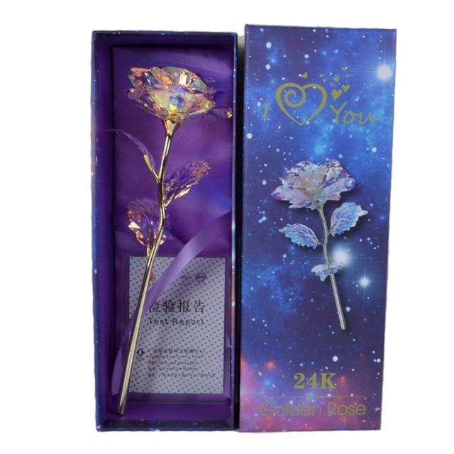 Luxurious Rose Gold Galaxy Rose with Optional Stand