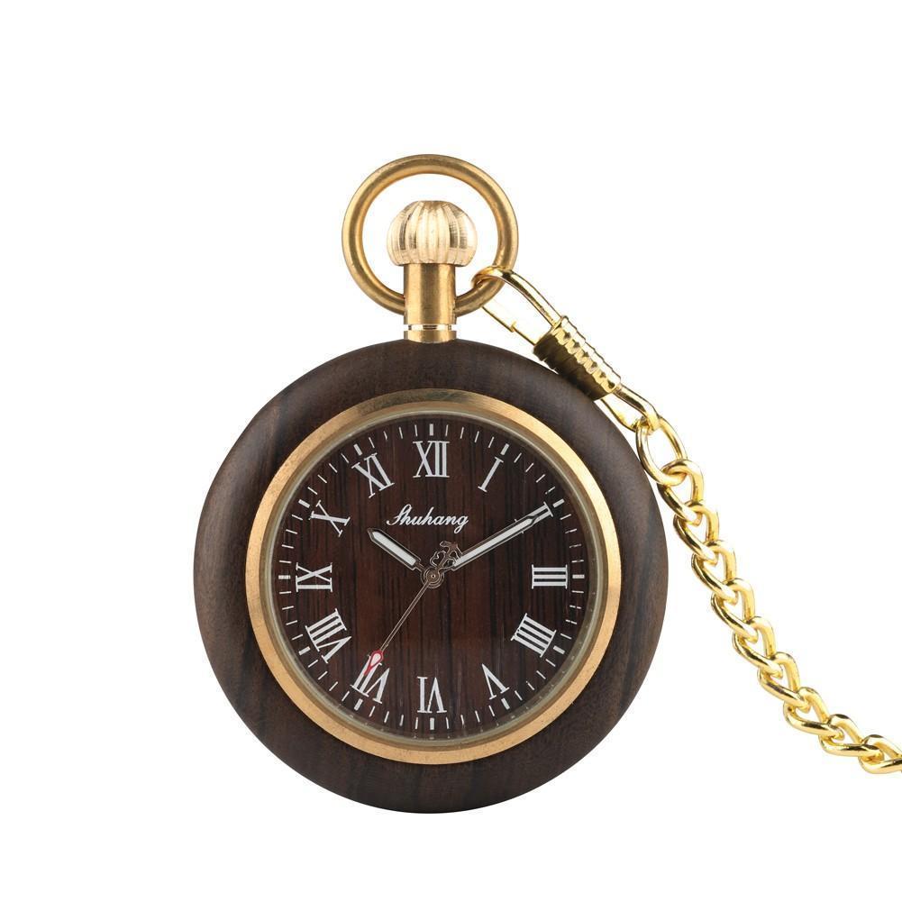 Mens Bamboo Pocket Watch - Natural Wooden Face Classic - Halri