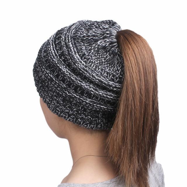 Warm Winter Ponytail Beanie for Ladies
