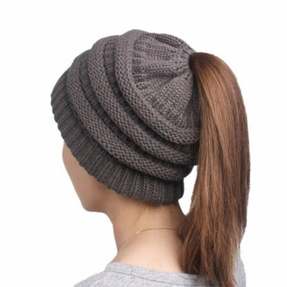 Warm Winter Ponytail Beanie for Ladies