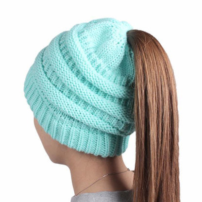 Warm Winter Ponytail Beanie for Ladies
