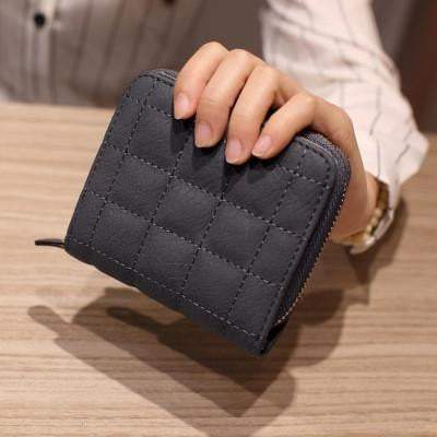 Stylish Plaid PU Leather Mini Wallet Pouch