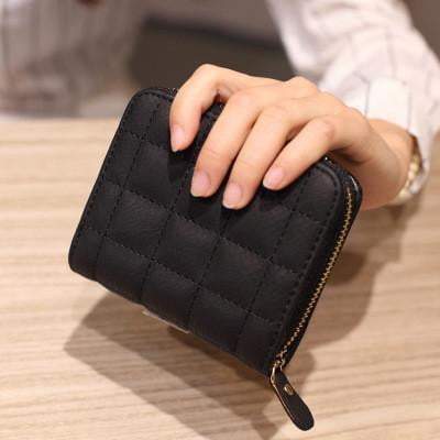 Halri | Ladies Small Faux Leather Check Wallet Card Pouch