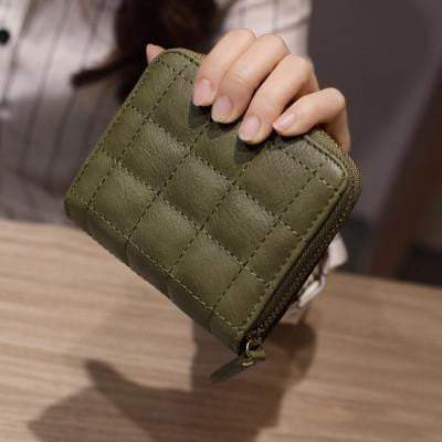 Halri | Ladies Small Faux Leather Check Wallet Card Pouch