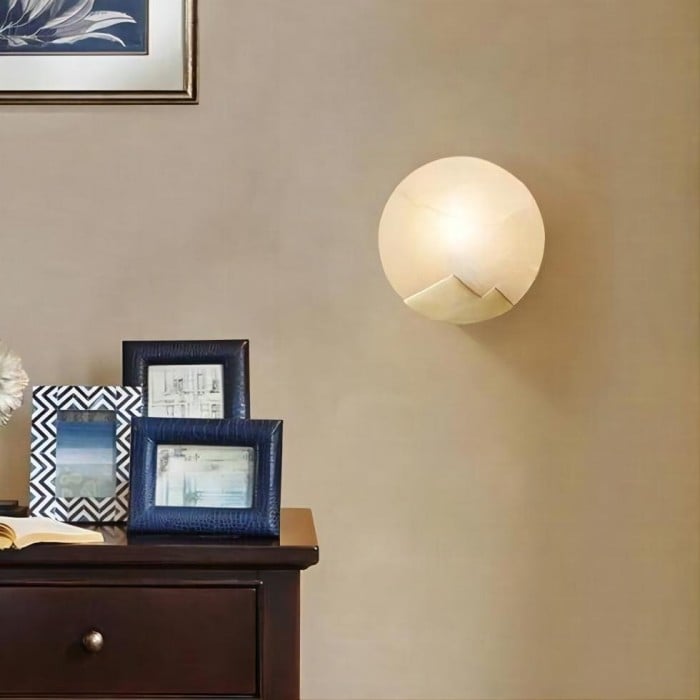 Pure Copper Marble Moon Wall Light