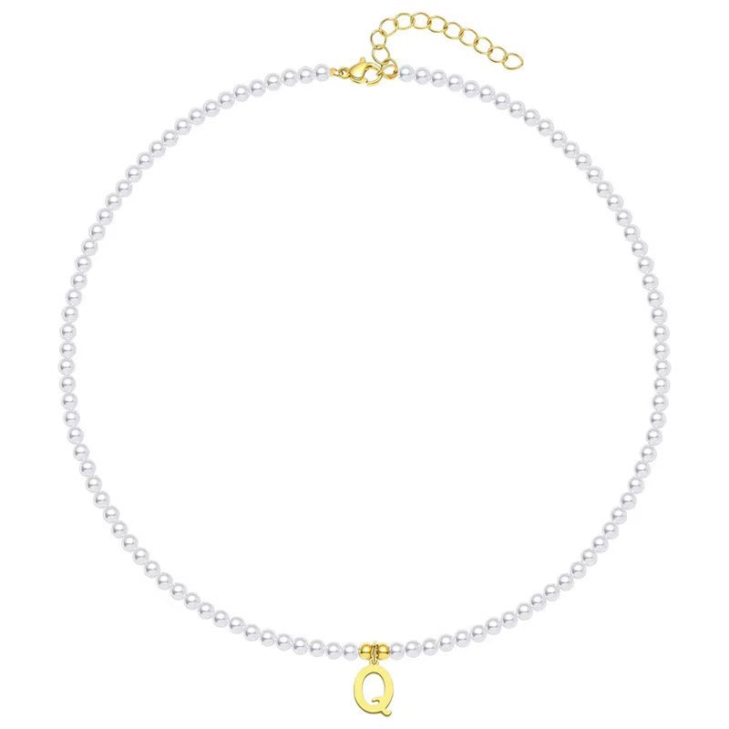 Luxurious Gold Pearl Monogram Necklace