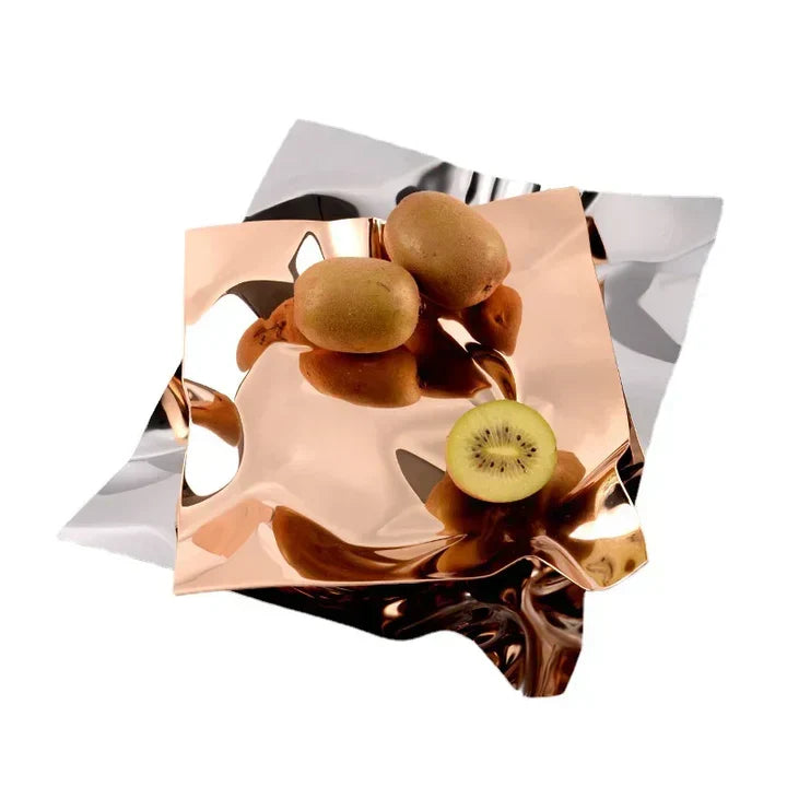 Sleek Metal Serving Platter – Contemporary Table Centerpiece