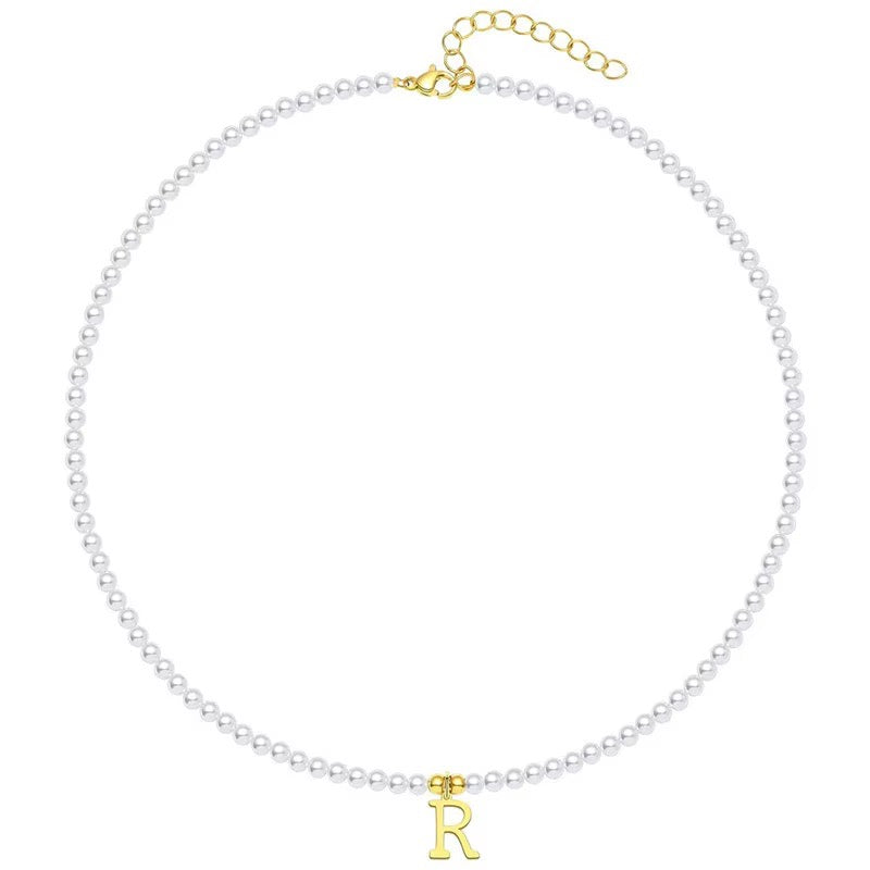 Luxurious Gold Pearl Monogram Necklace