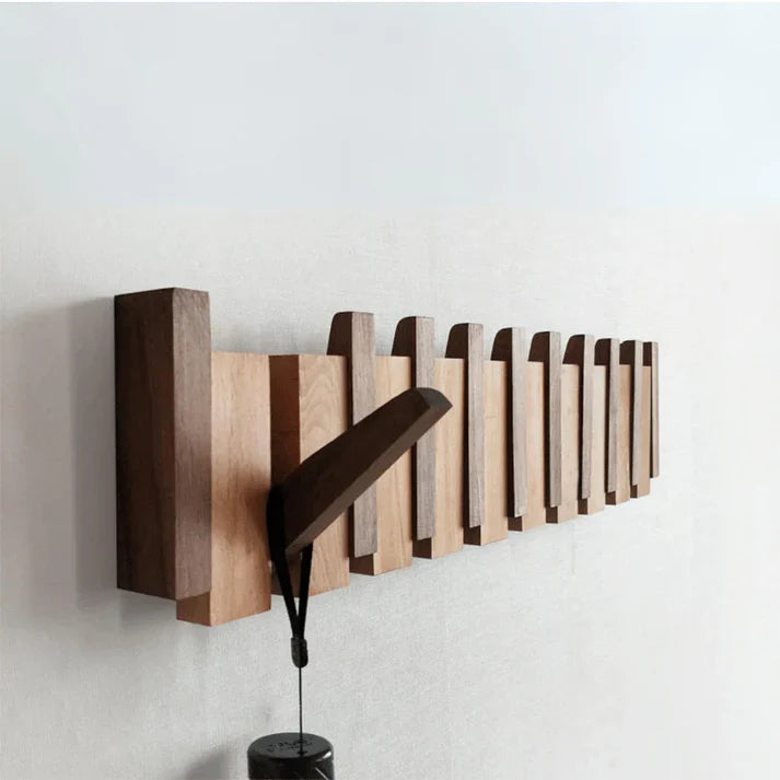 Rustic Wood Key Wall Hook Organizer