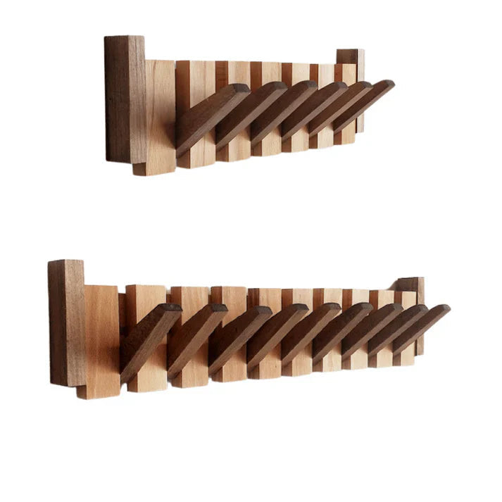 Rustic Wood Key Wall Hook Organizer