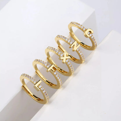 Shining Personalized Initial Letter Rings