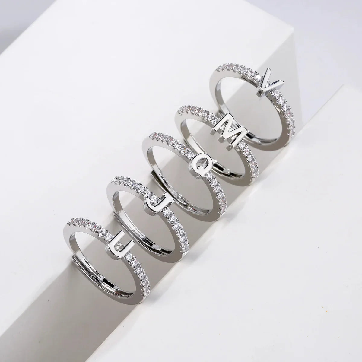 Shining Personalized Initial Letter Rings