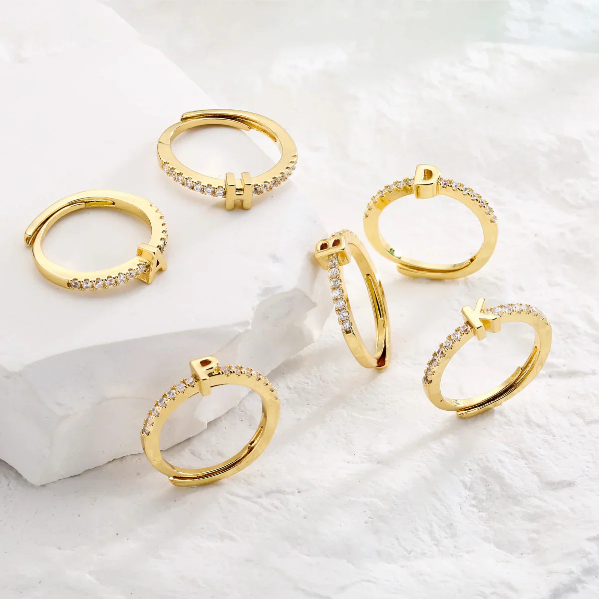 Shining Personalized Initial Letter Rings - Halri