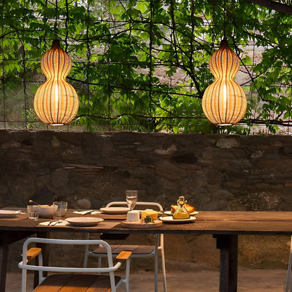 Natural Wicker Outdoor Hanging Porch Light Fixtures