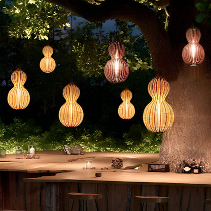 Natural Wicker Outdoor Hanging Porch Light Fixtures