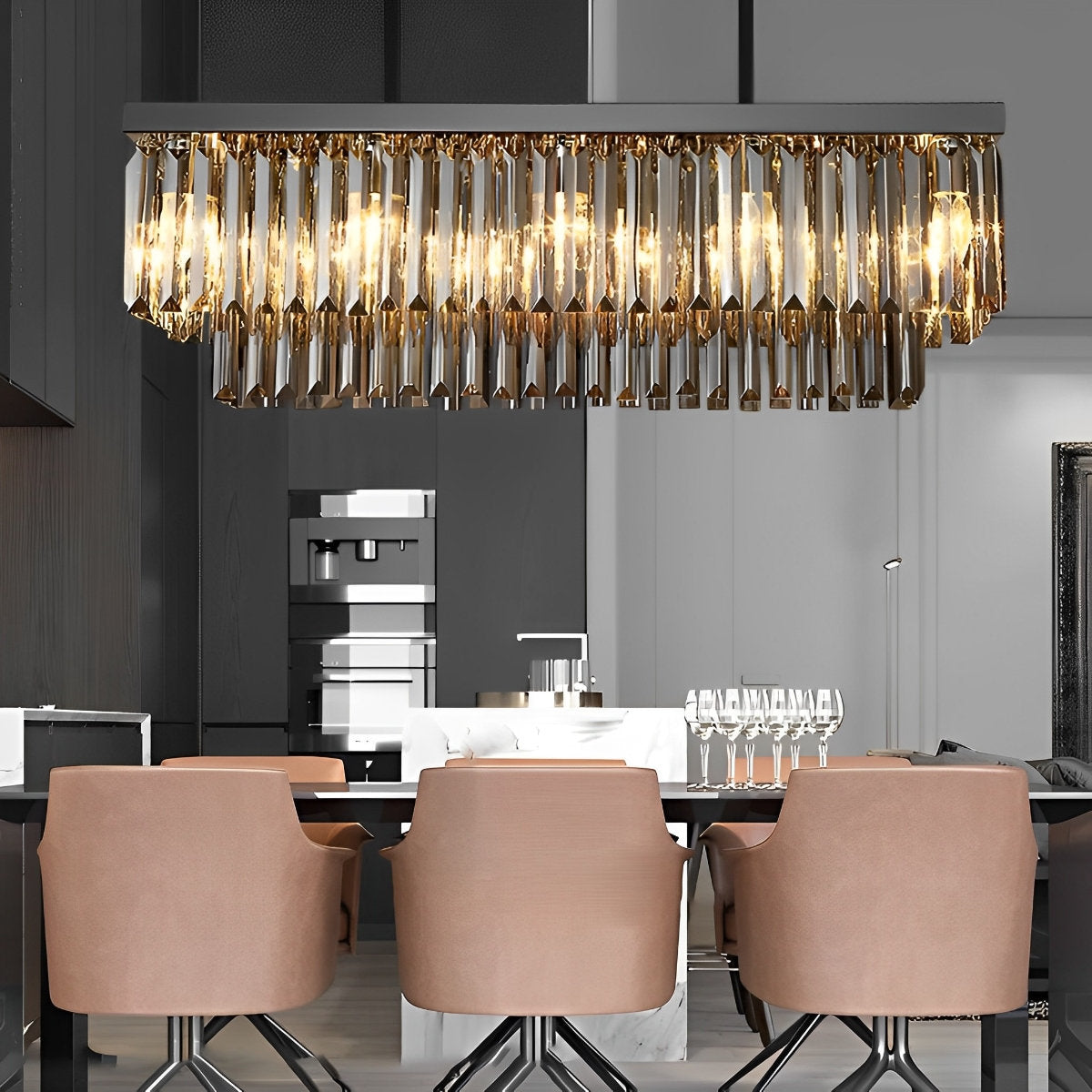 Sleek Glass LED 3-Level Dimmable Grey Pendant Light