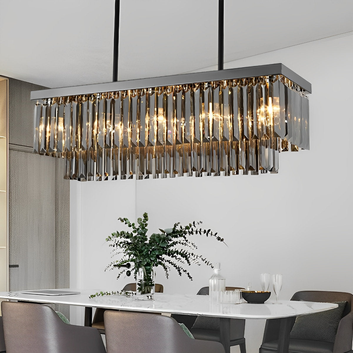 Sleek Glass LED 3-Level Dimmable Grey Pendant Light