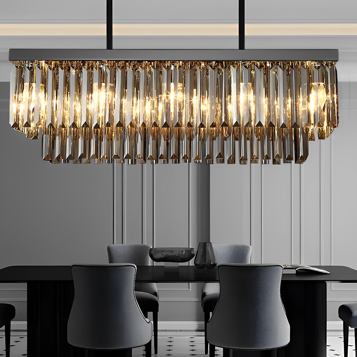 Sleek Glass LED 3-Level Dimmable Grey Pendant Light - Halri