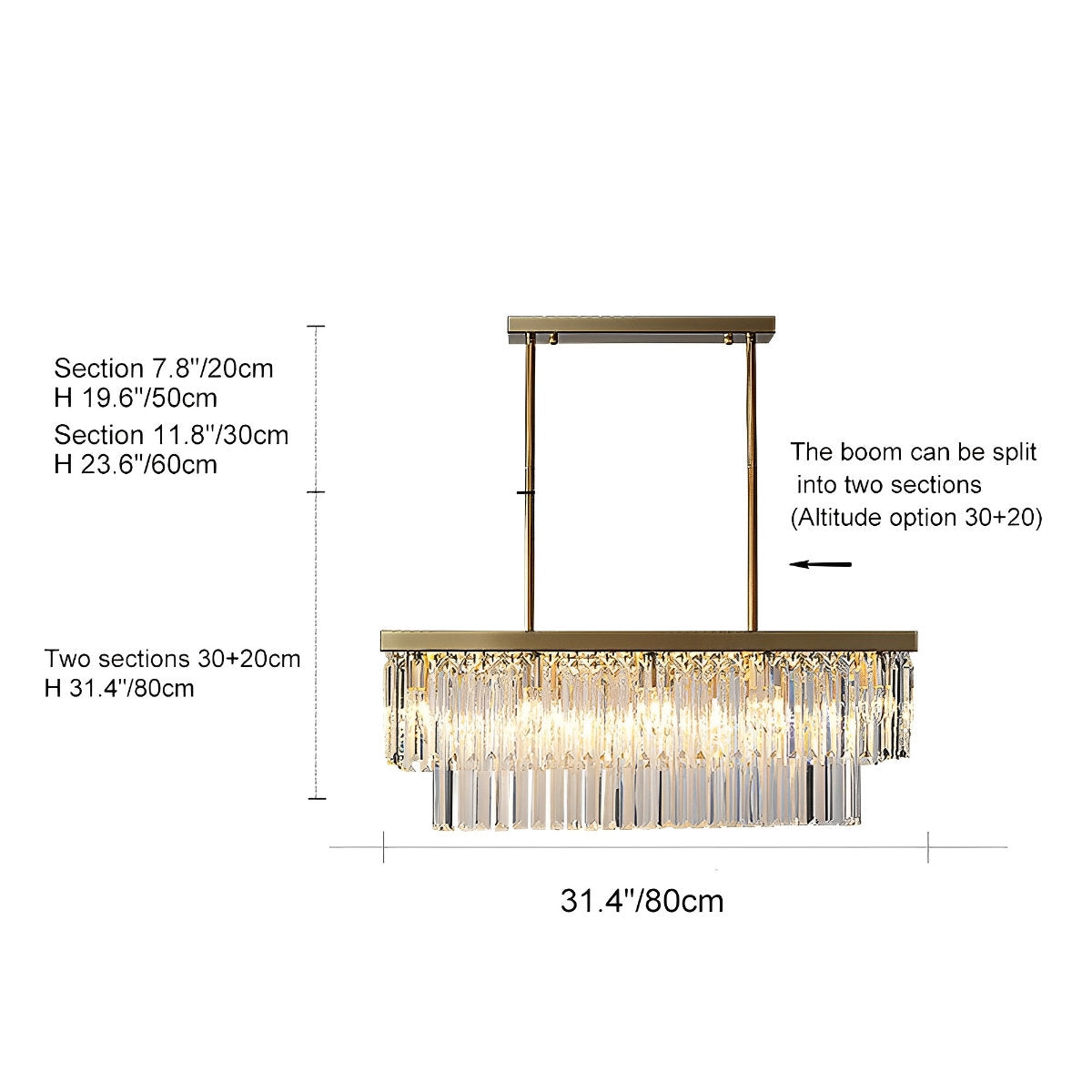 Modern 3 Level Dimmable Crystal LED Chandelier