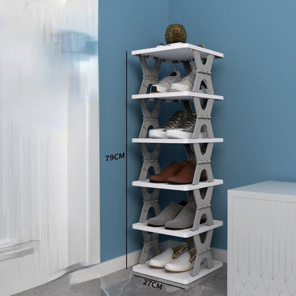 Compact Collapsible Stackable Shoe Organizer Rack