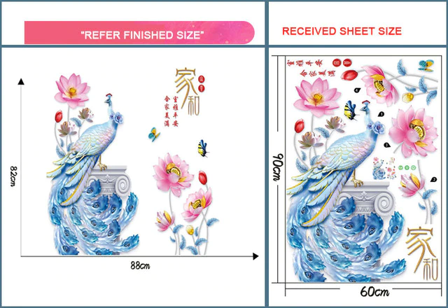Colorful Peacock Floral Wall Decal
