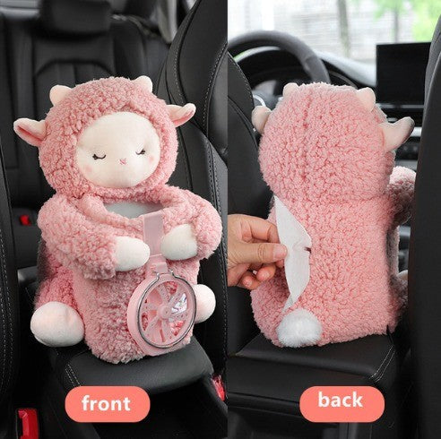 Soft Plush Armrest Tissue Box Holder