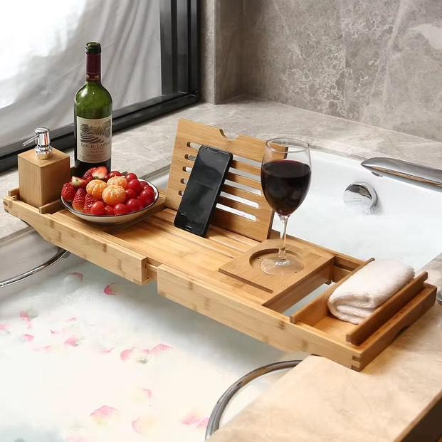 Luxury Bamboo Bath Tray Organizer - Halri