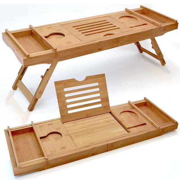 Luxury Bamboo Bath Tray Organizer