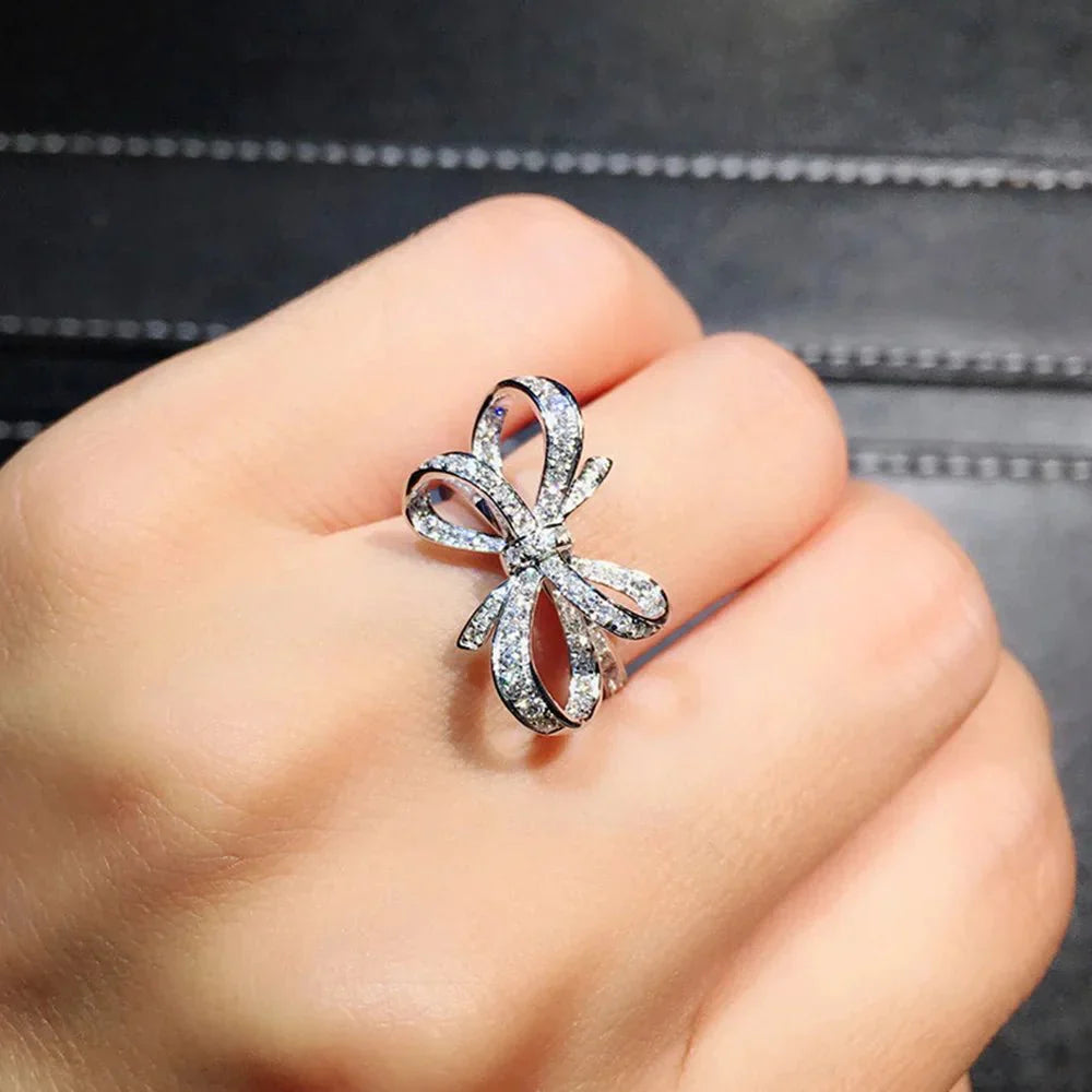 Elegant Heart Bow Diamond Engagement Ring - Halri