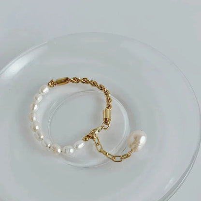 Trendy Pearl Chain Layered Necklace Bracelet