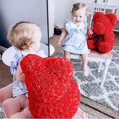 Romantic Rose Teddy Bear | 9" Luxurious Red Bear - Until Times Up