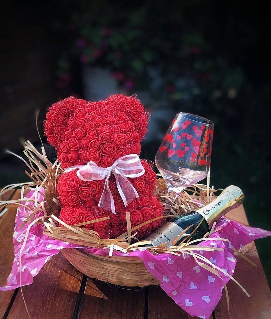Romantic Rose Teddy Bear | 9" Luxurious Red Bear - Until Times Up
