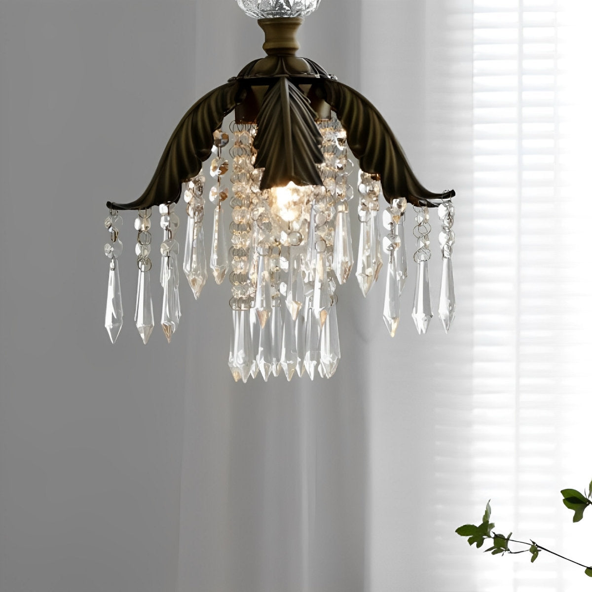 Vintage Floral Crystal Pendant Light Fixture