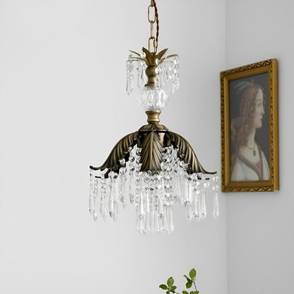Vintage Floral Crystal Pendant Light Fixture