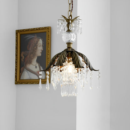 Vintage Floral Crystal Pendant Light Fixture - Halri