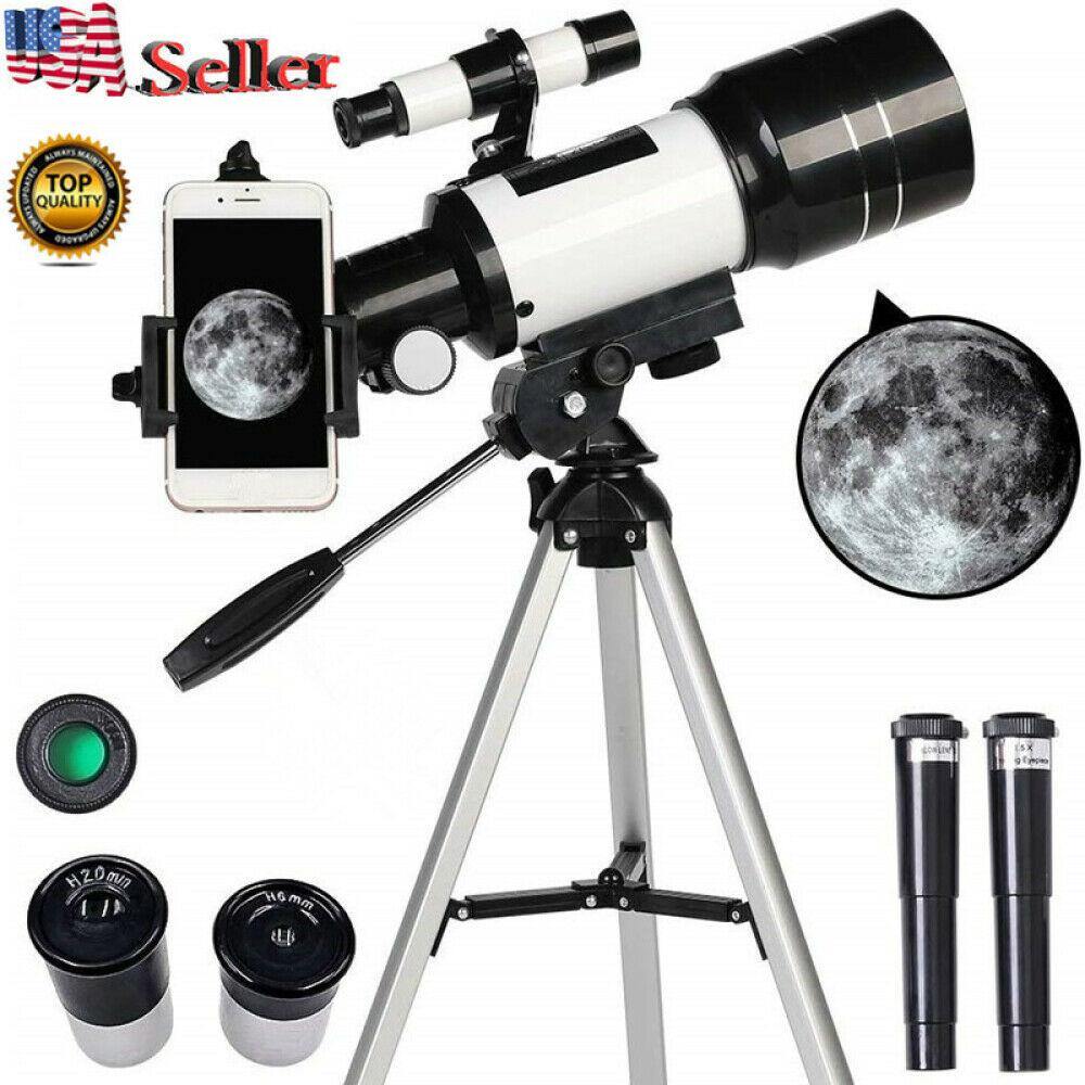 Professional Astronomical 150x Magnification Refracting Telescope 300/70mm With Tripod Phone Adapter - Until Times Up