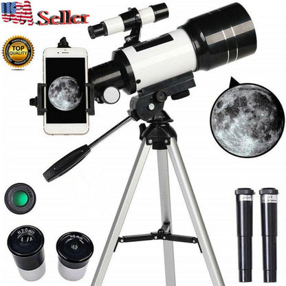Professional Astronomical 150x Magnification Refracting Telescope 300/70mm With Tripod Phone Adapter - Until Times Up