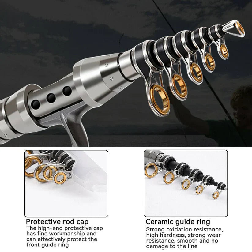 Portable Collapsible Fishing Rod and Reel Set